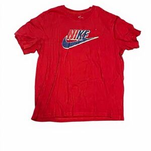 Nike Red T-Shirt with Blue Logo